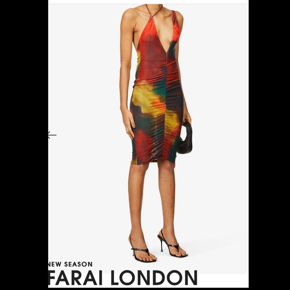 FARAI LONDON LILO STRETCH MESH MIDI DRESS SIZE XS